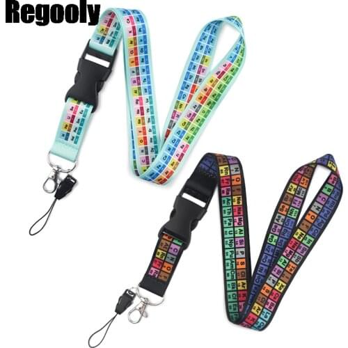 10pcs Periodic table of ele ments Lanyards Cool Neck Strap webbings ribbons Phone Keys ID Holder Lanyard For Keys DIY Hang Ropes