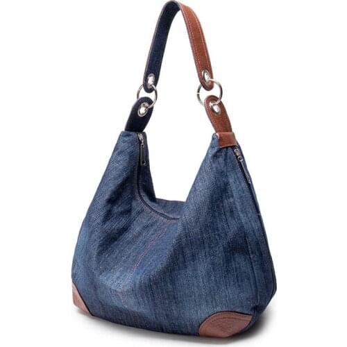 Summer 2021 Shopper Big Capacity Denim Blue Canvas Handbag Ladies Leisure Tote Bags for Women Messenger Shoulder Bag Sac A Main