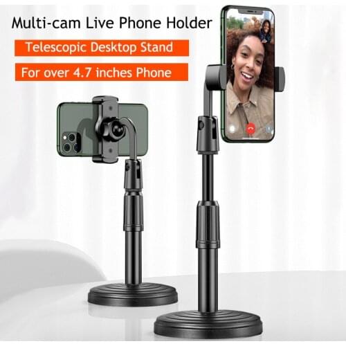Telescopic Desktop Phone Holder Stand Multi-cam Lazy Live Phone Bracket Stand For 4.7 inch Cell Phone Desk Mount Supports