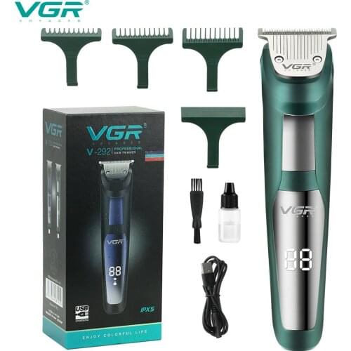 VGR waterproof barber The electric LED displays the hairdressing tool USB clipper shaved hair carved oil head push shear