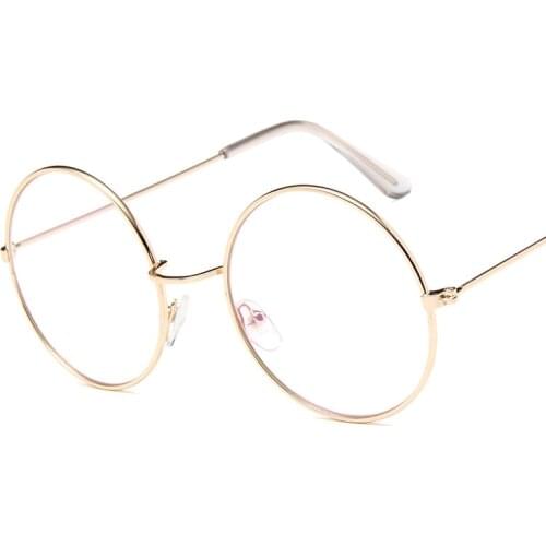 Vintage Round Glasses Clear Lens Fashion Gold Round Metal Frame Glasses Optical Men Women Eyeglass Frame Glasses Thin Border