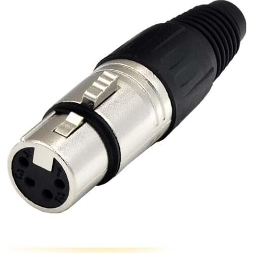 High quality 50pcs/lot NC4FX 4 Pin Pole XLR Female Audio Cable Connector Mic Microphone Silver