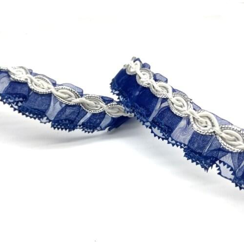 2 Yard/5 Yard 2.5cm Dark Blue Organza Lace Trim DIY Ribbon DIY Apparel Dress Sewing Accessories Flower Packing Supplies
