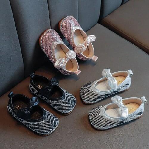 2021 Spring Girls Flats Baby Dance Party Girls Shoes Glitter Children Shoes Gold Bling Princess Shoes 3-7 years Kids Shoes