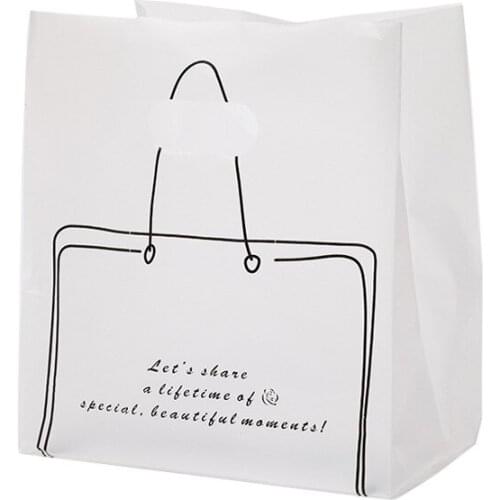 50Pcs/Lot Transparent Plastic Bag With Handle Food Packaging Bag Party Favor Baking Take Away Bags 3 Sizes