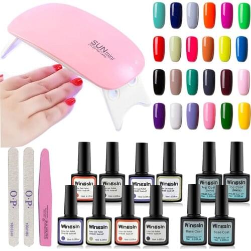 8colors Gel Nail Polish Kit Varnishes Semi Permanent Set With Mini UV LED Nail Lamp Dryer For Manicure Art