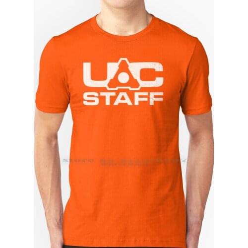 Doom 4 Uac Staff - White T Shirt 100% Pure Cotton Doom Uac Id Bethesda Union Aerospace Videogames Doomguy Bfg Shooter Shooters