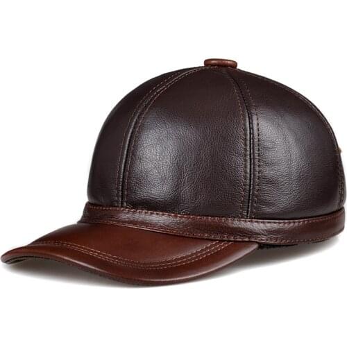 RY127 Winter Male Genuine Leather Personalized Baseball Caps For Sale Man Letter Ear Head Protection Trucker Golf Dad Hats
