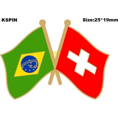 Brazil & Switzerland Friendship Flag Lapel Pin Friendship Flag Badge Flag pin