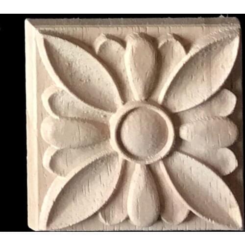 Floral Wood Carved Corner Woodcarving Decal Onlay Applique Sculptures for Home Furniture Cabinet Decor Carved Wood Appliques