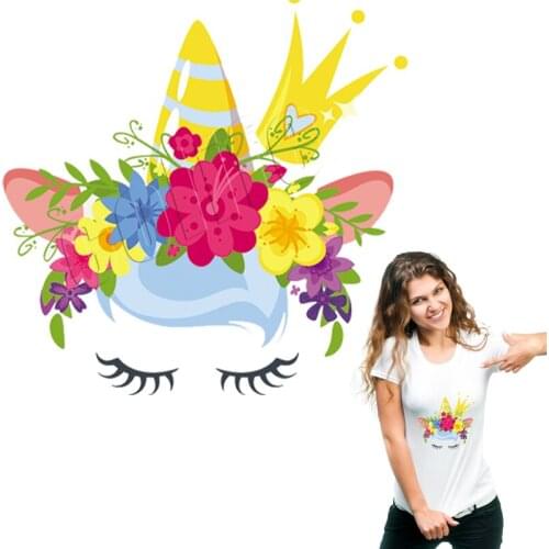 Vogue Flower Iron Patch Unicorn Style Patch Washable Heat Transfer New Diy Garment Accessory Girls Women Clothes Stickers