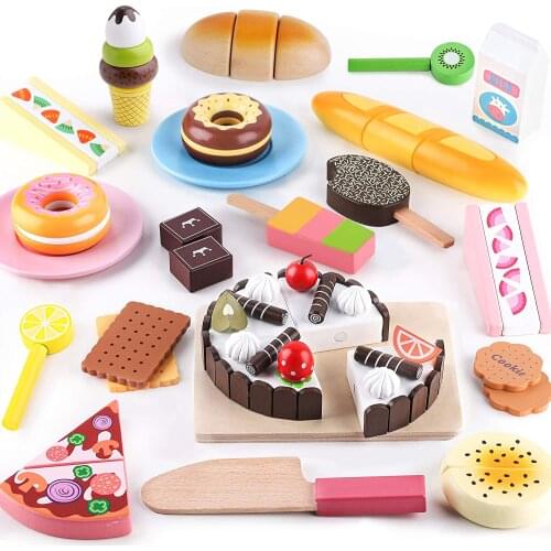 IPlay, iLearn Kids Snack Food Toys, Pretend Play Kitchen, Wooden Baking Play Set Magnetic Fruits Dessert Cutting Sets