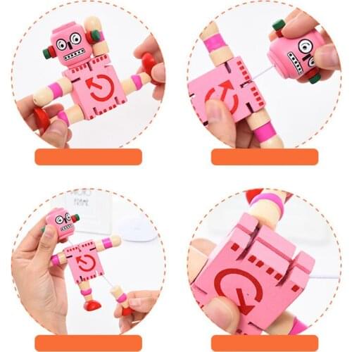 Wooden Robot Toy Joint Moving Deformation Robot Toy for Kids Home Decoration YH-17