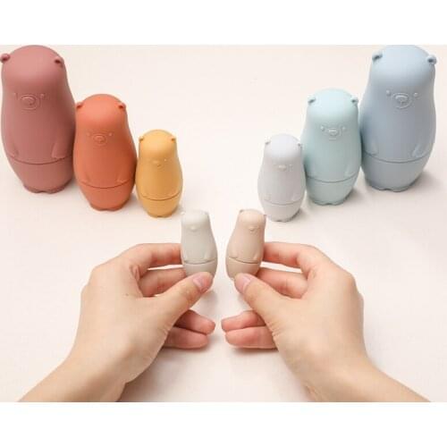 Baby Toy 4pcs/Set Food-Grade Silicone Animal Nesting Cups Bpa-Free Safety Silicone Products For 0-26months children