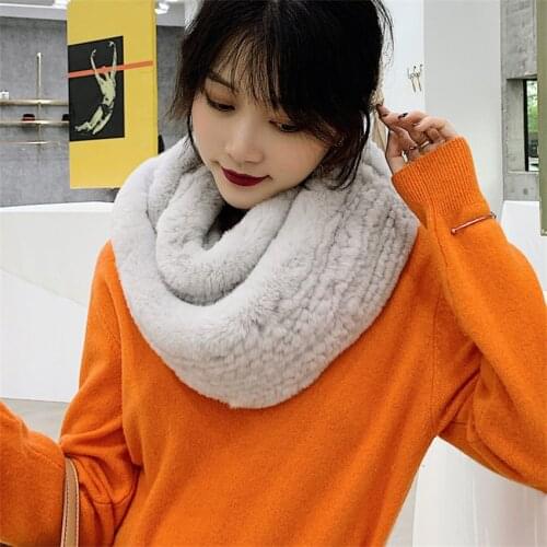 Classic WomenS Scarf Soft Rex Rabbit Fur Scarf Fashionable Warm And Thickened A Scarf That Can Be Wornin Two Cicles