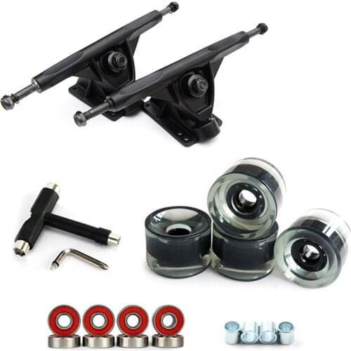 7Inch Longboard Truck Wheels Set 4Pcs PU Wheels 8Pcs Bearing T Skateboard Tool Skateboard Wheel Combo