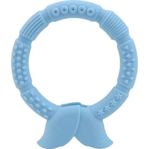 Creative Ring Shape Blue Baby Teether Biscuit Baby Food Grade Silicone Molar Rod Toy Baby Molar Period Toy