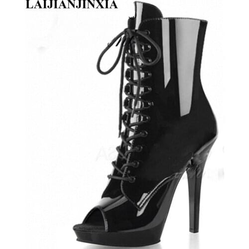 LAIJIANJINXIA New 13CM Heels For Brides Wedding Shoes Fashion Banquet Platform Boots Fish Mouth Womens Boots