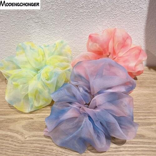 Summer Oversized Tie-dye Hair Scrunchies Women Big Rubber Hair Ties Hair Band Girls Ponytail Holder Hair Rope Hair Accessories