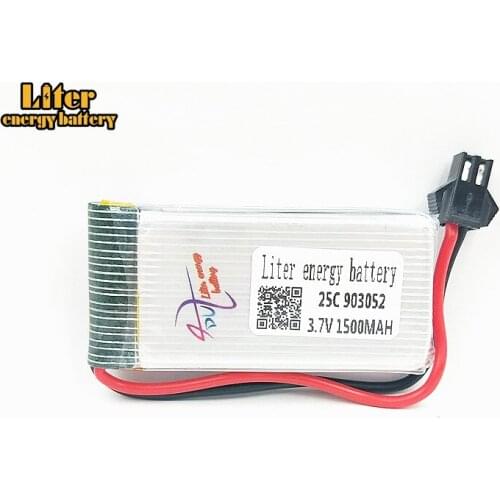 3.7V 1500mAH Remote control aircraft helicopter lithium battery 3.7V 1500mAH 25C discharge SM black plugs 903052