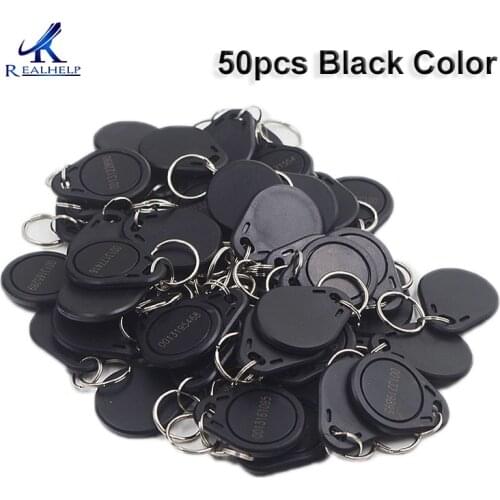 Weatherproof RFID 125KHz EM4100 EM4102 Proximity ID Token Tag Key Keyfobs Chain Black 50pcs EM Proximity Access control tag