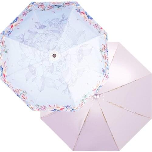Mini Pocket Umbrella Sea of Flowers Parasol Folding Rainy Female Parasol Sunshade Women Umbrellas