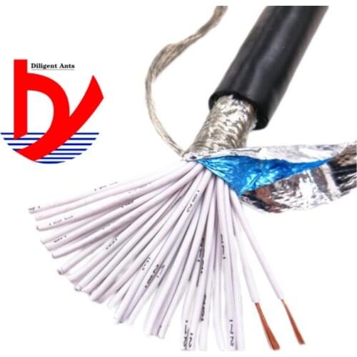 Wire and cable 18AWG 0.75mm2 multi-core shielded cable RVVP 2/3/4/5/6/7/8/10/12/14/16/20/24 anti-interference control line signa