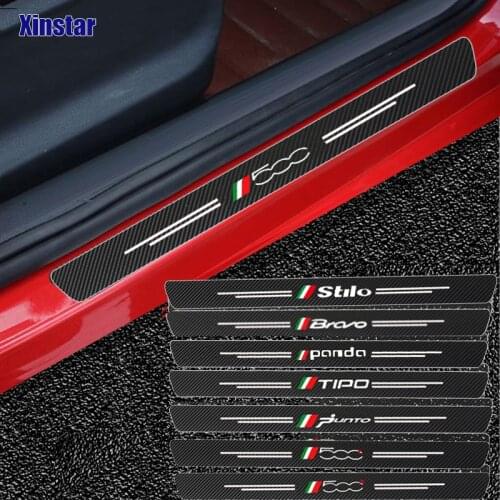 Carbon Fiber Car Door Sills Guards Sticker For Fiat Panda 500 500x 500l TIPO PUNTO BRAVO