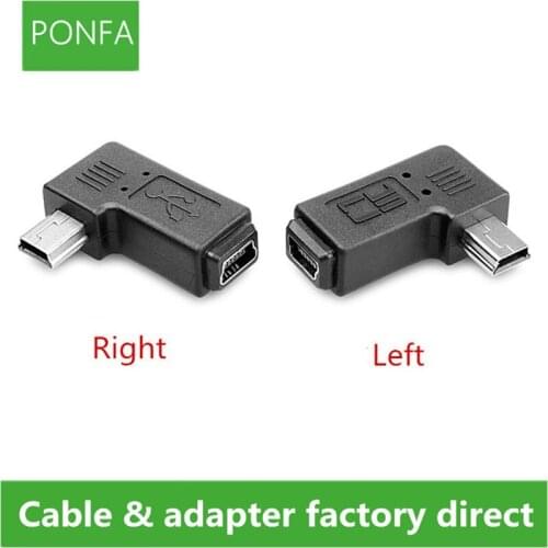Mini USB elbow male to female 90 degree adapter Left and right angle Mini USB 5pin Extended adapter