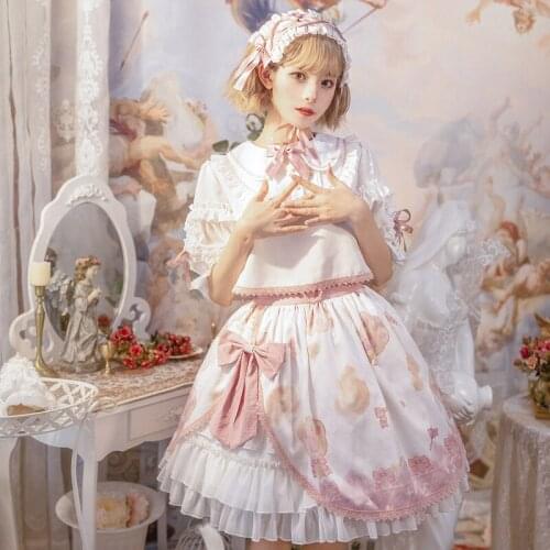 Anbenser Japanese Style Victorian Sweet Lolita Jsk Dress Daily Summer Kawaii Cartoon Print Gothic Tea Party Sweet Lolita Dress