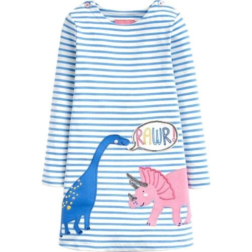 Girl dresses princess cartoon dinosaur baby clothes cotton autumn winter 2-7T children clothing girls dresses kids
