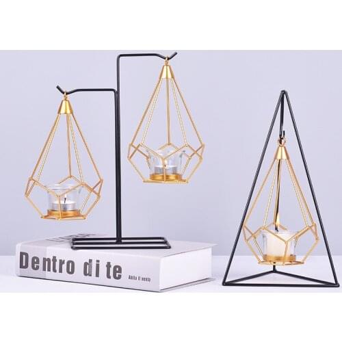 Candle Holder Home Decor Wedding Table Decoration Candle Holder Holder Dining Table Decor Geometric Wrought Iron Vase Ornaments