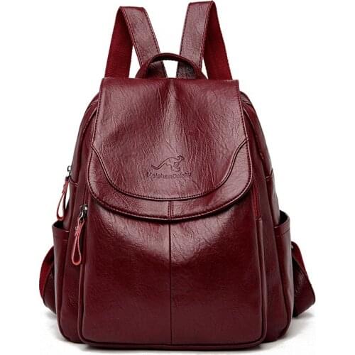 Hot Women Backpacks Designer High Quality Soft Leather Fashion Back Bag Brand Female Travel Bags Mochilas Mujer 2020 Backbags