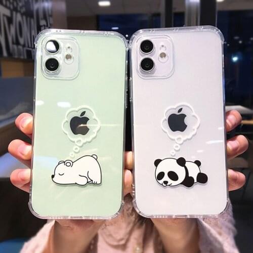 Ottwn Cute Bear Transparent Phone Case For iPhone 12 Pro Max 12 Mini 11 Pro Max X XR XS Max 7 8 Plus SE 2020 Soft TPU Back Cover