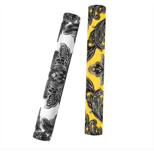 Q QIHANG Modern Luxury European Style PVC 3D Damask Wallpaper for Living Room Tv/Bar Black&Yellow 1.73' W x 32.8' L