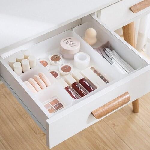 1 Set Adjustable Drawer Organizer Storage Box Plastic Sundries Cosmetic Container Divider Desktop Sundries Finishing Box