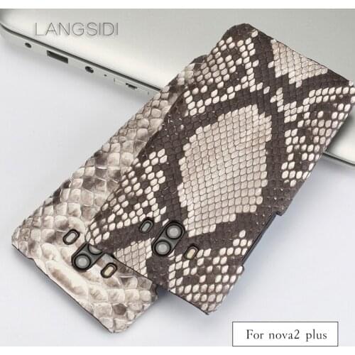 Luxury For Huawei Nova2 Plus Luxury handmade real python Skin leather phone case Genuine Leather phone case