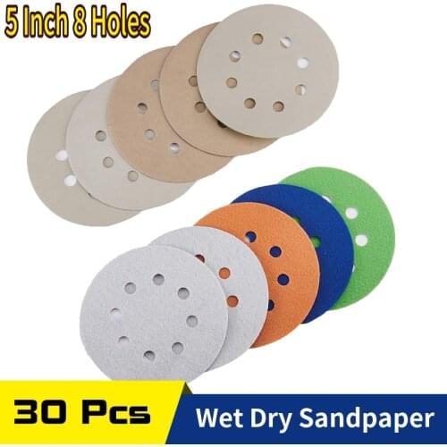 5 Inch 125MM 8 Hole Sanding Discs Hook Loop 3000-10000 Grits Wet Dry Sandpaper for Random Orbital Sander Auto Metal Polishing