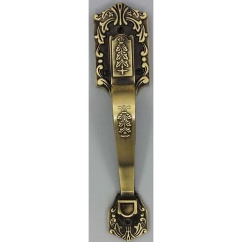 Retro old unfold install wooden door handles bronze zinc alloy hole ,ktv hotel office wooden door handles pulls fittings 280mm