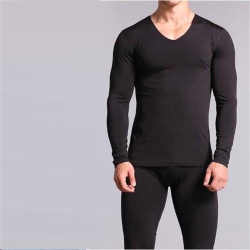 Thermal Underwear Long Johns Pajama Set Male Solid Warm Winter Long Underwear Set