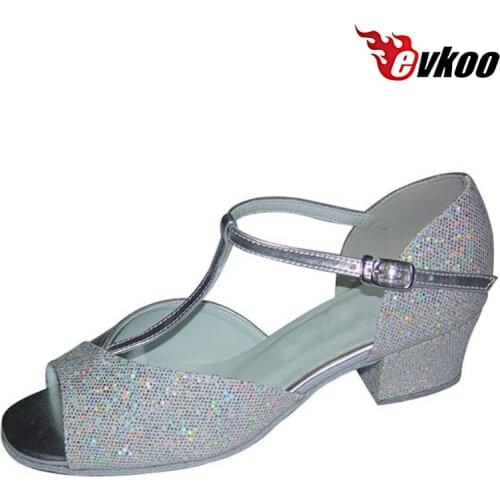 Evkoodance Latin Ballroom Dance Shoes For Girls 3cm Heel Golden And Sliver Shiny Material Evry Beautiful Hot Sale Evkoo-363