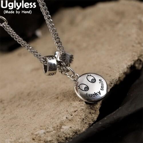 Uglyless Instagram Popular Lucky Smile Gifts Jewelry for Women 925 Silver Chains Necklaces Thai Silver Medal Pendants Necklaces