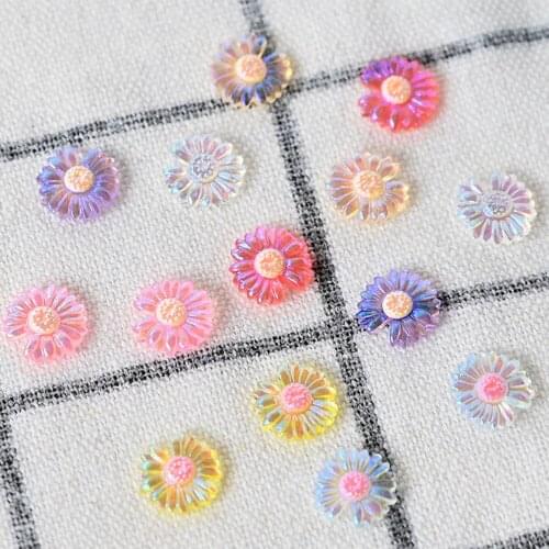 50pcs/Bag 7 Colors Nail Art Decoration Resin Daisy Flower Accessories Japanese Manicure 3D Flat Back DIY 8mm Decorations Tr#012