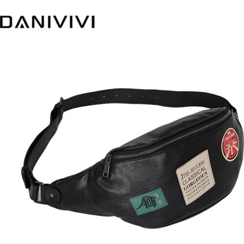 Korean Style Fanny Pack Men Streetwear Bum Waist Bag Leather Belt Crossbody Bags Fashion Male Waist Pack Belt Purse Phone Pouch