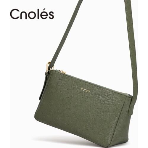 Cnoles Genuine Leather Crossbody Bags For Women 2021 Green Female Shoulder Handbags Mini Purses Travel Cross Body Bag