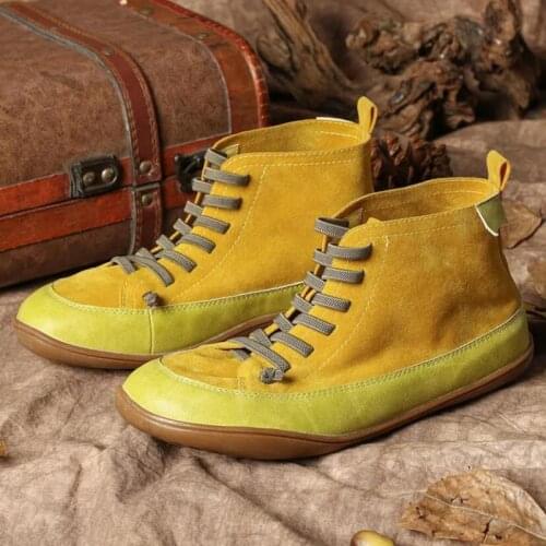 2021 New Womens Ankle Boots Flat Suede Lace-Up Boots Ladies Shoes Soft Comfortable Punk Vintage Females Waterproof Shoes Boots