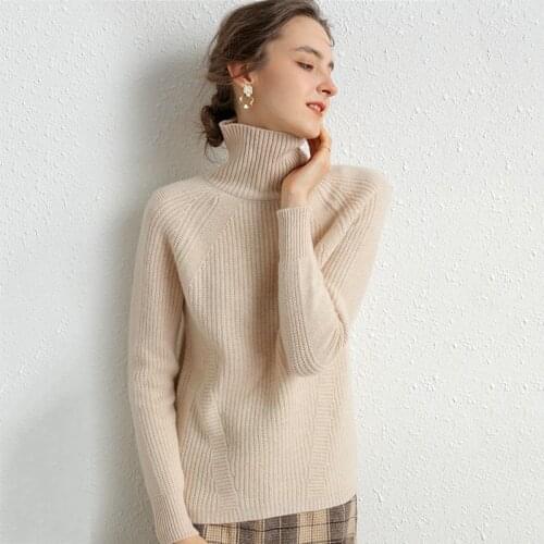 100% Merino Wool Cashmere Sweater Women 2021 Autumn Winter Warm Turtleneck Long Sleeve Ladies Pullover knitted Jumper