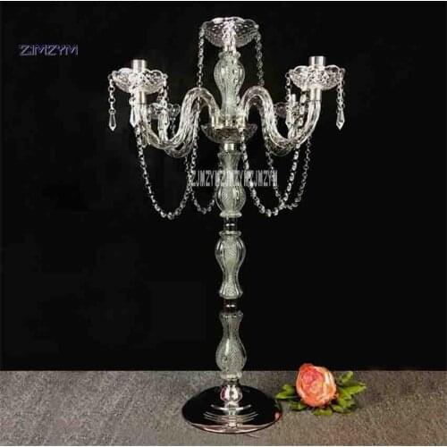 10pcs/lot New CM-2018 Candle Holder Wedding Table Centerpiece Candlestick 90CM*50CM Alloy +Crystal Strap Ornaments