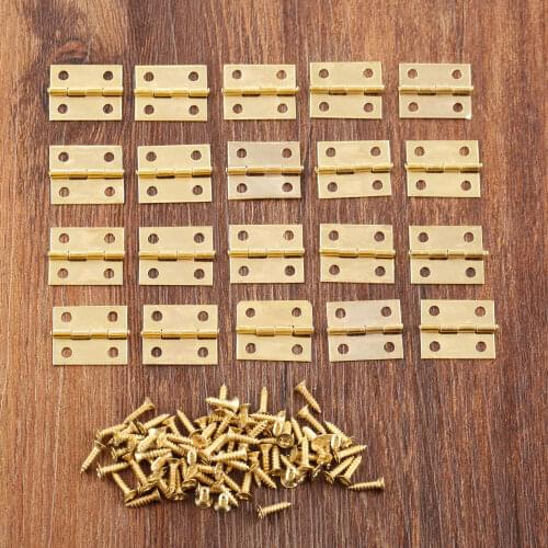 20Pcs Decorative Small Jewelry Wood Box Door Hinges 18*16mm Mini Cabinet Hinges Furniture Fittings Furniture Hardware With Screw