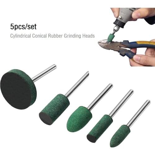 5pcs/set Cylindrical Conical Sesame Rubber Grinding Heads Polishing Abrasive Grinding Stone Wheel Head Rotary Tools Accessories